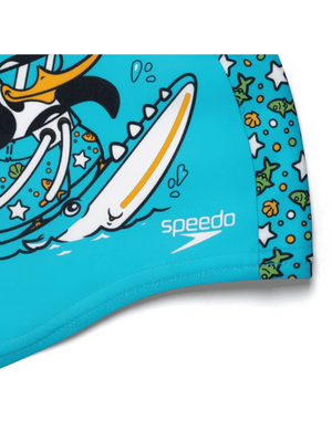 SPEEDO PRINTED POLYESTER CAP CHIMA AZURE BLUE / FLURO GREEN