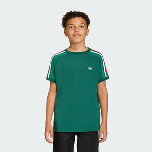 ADIDAS 3 STRIPE TEE DRKGRN/WHITE