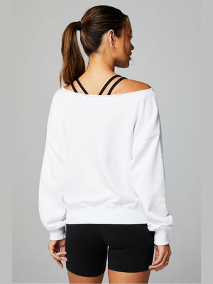 FABLETICS YEAR ROUND TERRY OFF SHOULDER SWEATSHIRT