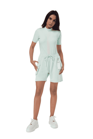 TRIBE OF 6 ADELE RECYCLED HIGH NECK SHORT SLEEVE BODYSUIT WIT TAPE DETAIL