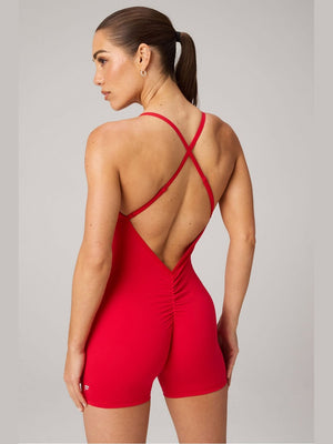 FABLETICS BOOTY SCRUNCH PURELUXE V-BACK JUMPSUIT 4"