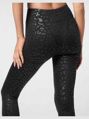 PLEIN SPORT BLACK LEOPARD PUSH UP LEGGINGS