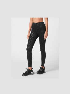 PLEIN SPORT BLACK LEOPARD PUSH UP LEGGINGS