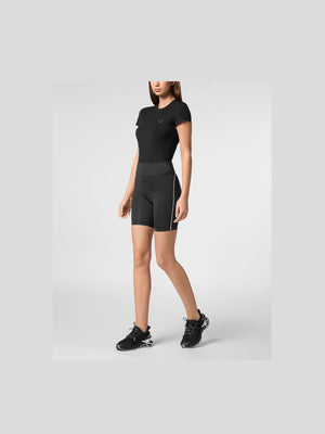 PLEIN SPORT SILKY SOFT PIPING BIKER SHORTS