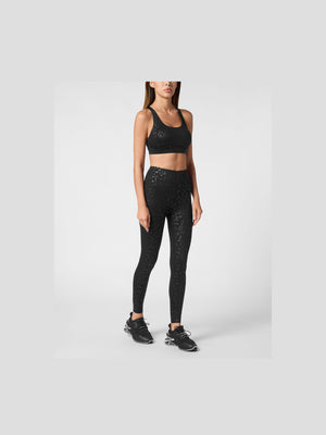 PLEIN SPORT BLACK LEOPARD SPORT BRA