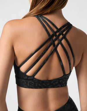 PLEIN SPORT BLACK LEOPARD SPORT BRA