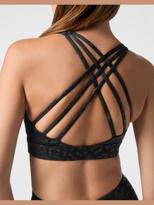 PLEIN SPORT BLACK LEOPARD SPORT BRA