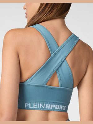PLEIN SPORT SEAMLESS WIDE STRAPS SPORT BRA LOGO