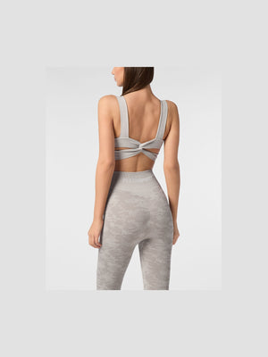 PLEIN SPORT SEAMLESS CROSSED STRAPS SPORT BRA LOGO