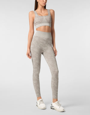 PLEIN SPORT SEAMLESS CROSSED STRAPS SPORT BRA LOGO