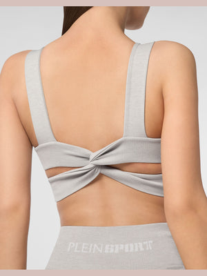 PLEIN SPORT SEAMLESS CROSSED STRAPS SPORT BRA LOGO