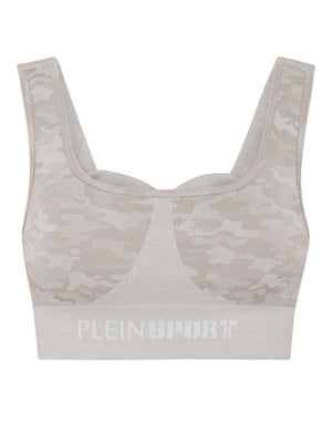 PLEIN SPORT SEAMLESS CROSSED STRAPS SPORT BRA LOGO