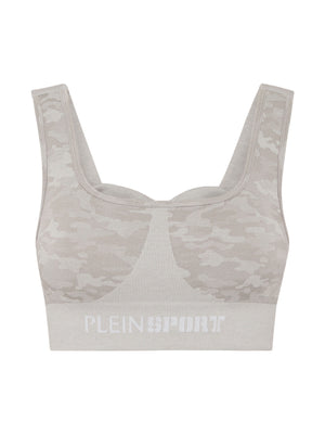 PLEIN SPORT SEAMLESS CROSSED STRAPS SPORT BRA LOGO