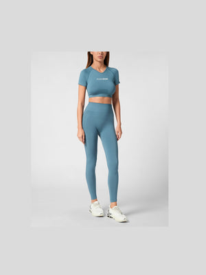 PLEIN SPORT SEAMLESS CROPPED T-SHIRT V-NECK SS LOGO