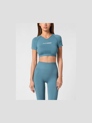 PLEIN SPORT SEAMLESS CROPPED T-SHIRT V-NECK SS LOGO