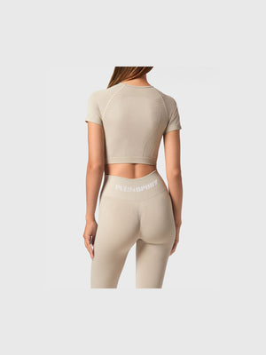 PLEIN SPORT SEAMLESS CROPPED T-SHIRT V-NECK SS LOGO