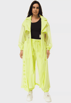 TRIBE OF 6 ALANA MESH TRENCH COAT WITH EMBROIDERED BELT