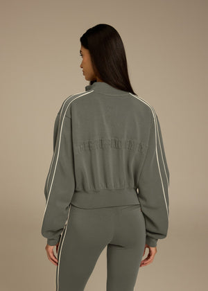 THE GIVING MOVEMENT WOMENS SCUBA SOFT CONTRAST PANEL CROP TRACK JACKET