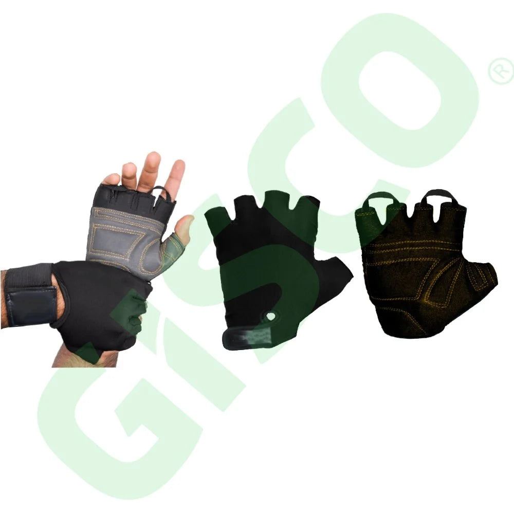 GISCO WEIGHT LIFTING GLOVES - MESH BACK WITH HOOK & LOOP, LEATHER PALM