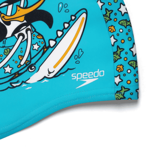 SPEEDO PRINTED POLYESTER CAP CHIMA AZURE BLUE / FLURO GREEN