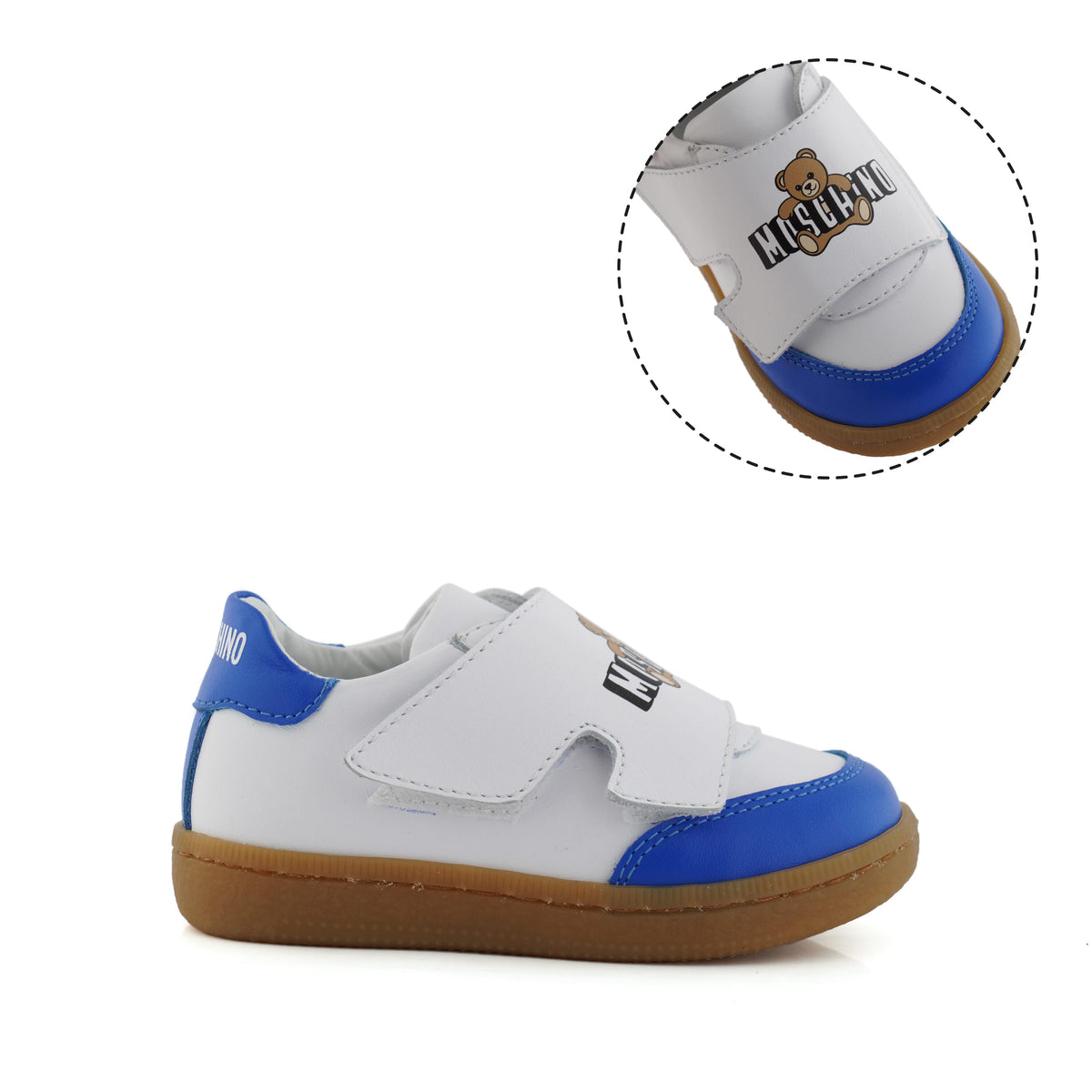 MOSCHINO SNEAKERS LOW LEATHER WITH TEDDY BEAR AND 3D EFFECT