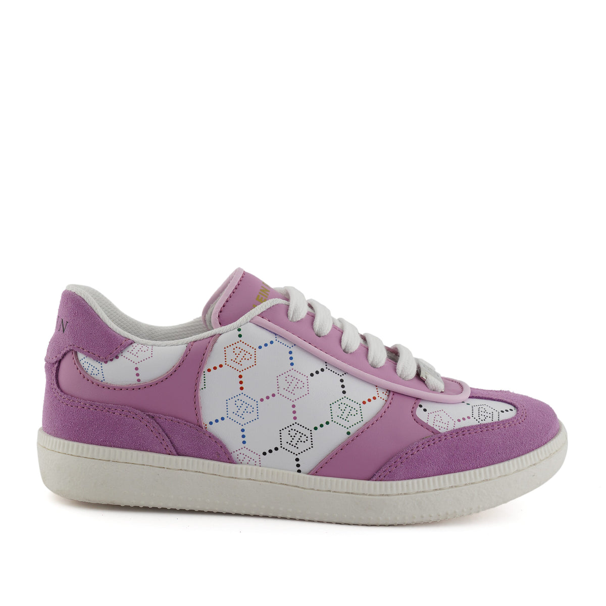 PHILIPP PLEIN SNEAKERS LOW LACE-UP LEATHER AND SUEDE WITH MULTICOLOUR