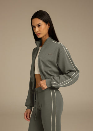 THE GIVING MOVEMENT WOMENS SCUBA SOFT CONTRAST PANEL CROP TRACK JACKET