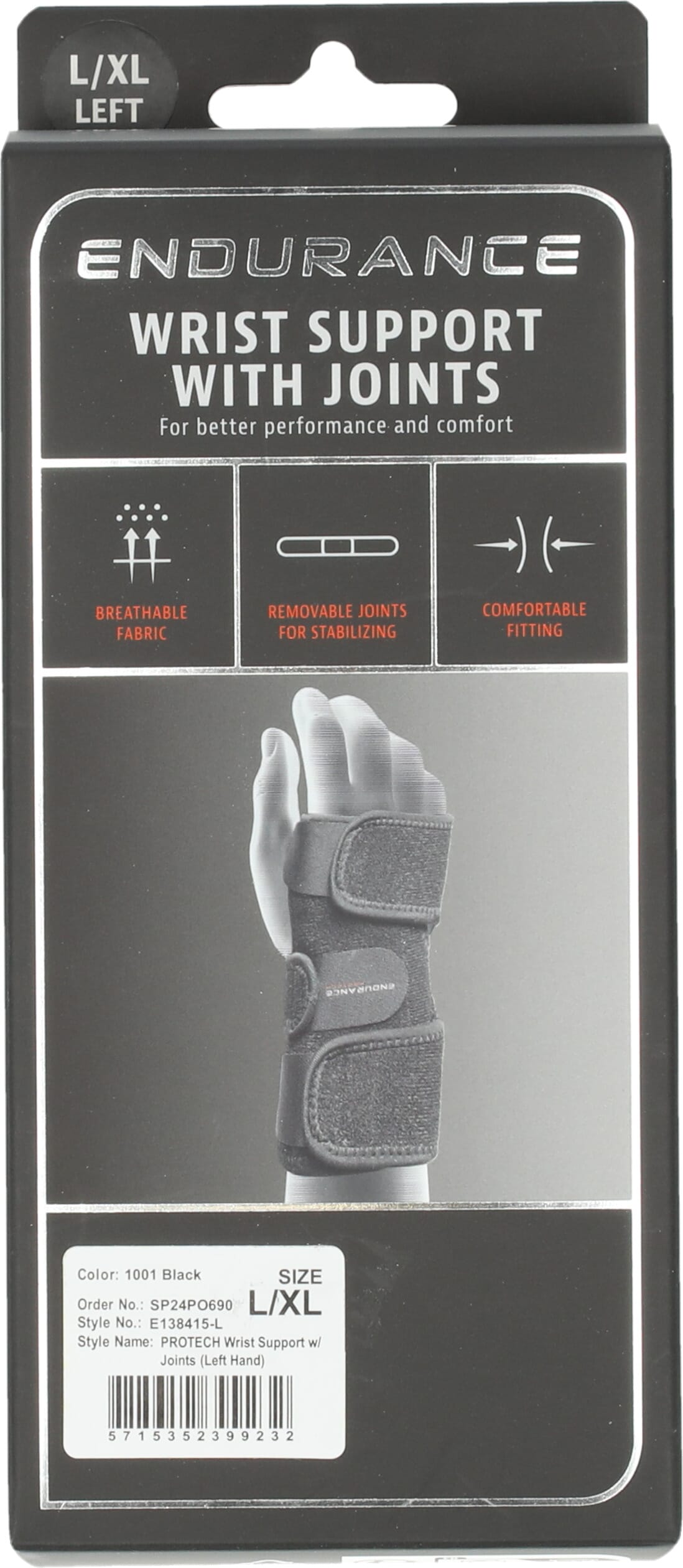 ENDURANCE PROTECH WRIST SUPPORT W/ JOINTS (RIGHT HAND)