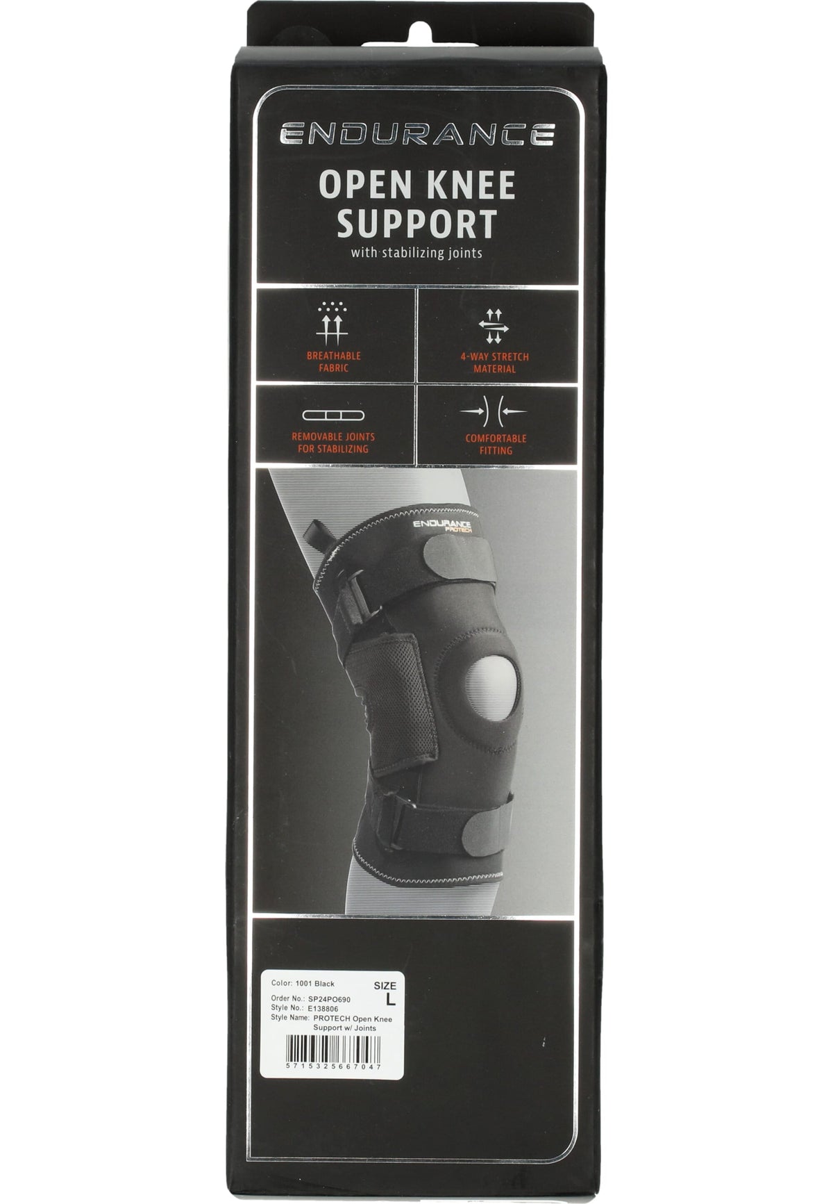 ENDURANCE PROTECH OPEN KNEE SUPPORT W/ JOINTS