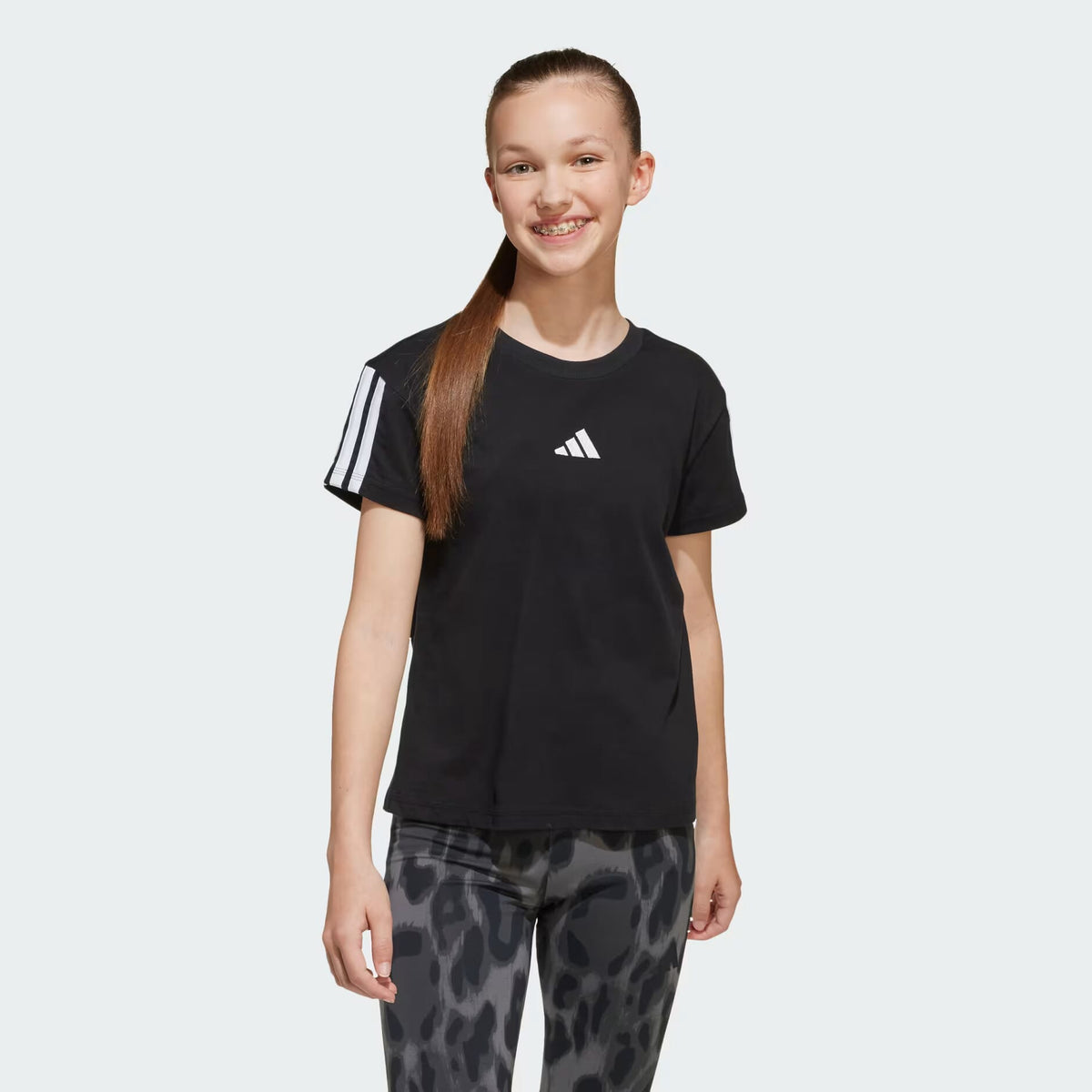 ADIDAS JG 3S TEE 160 BLACK/WHITE