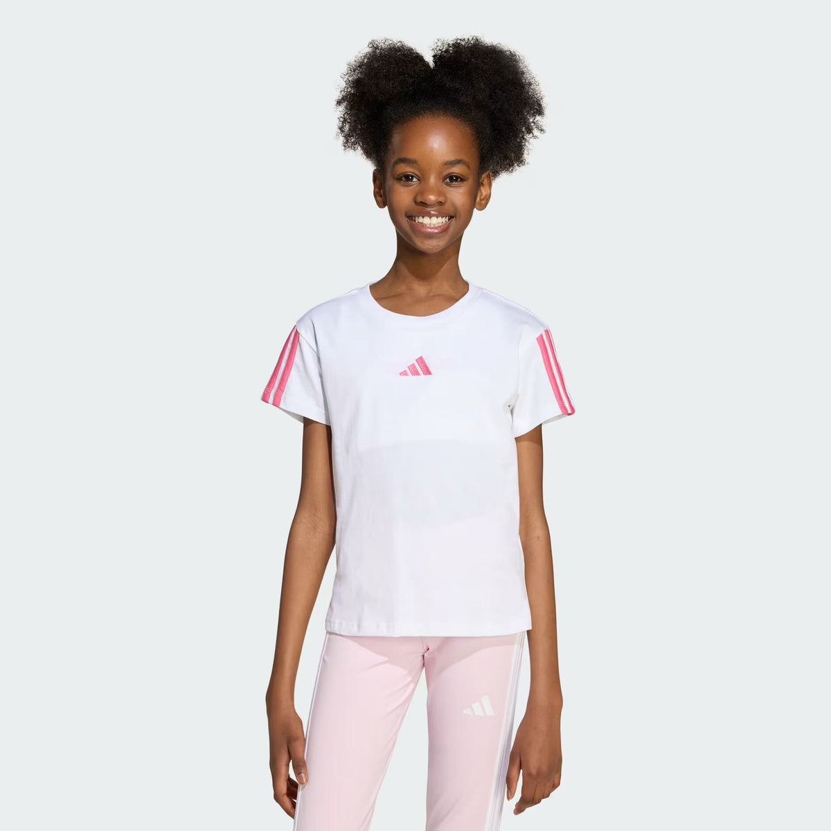 ADIDAS JG 3S TEE 160 WHITE/PNKFUS