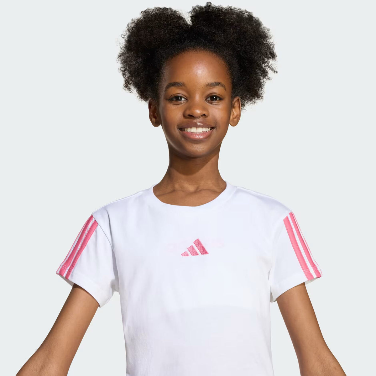 ADIDAS JG 3S TEE 160 WHITE/PNKFUS