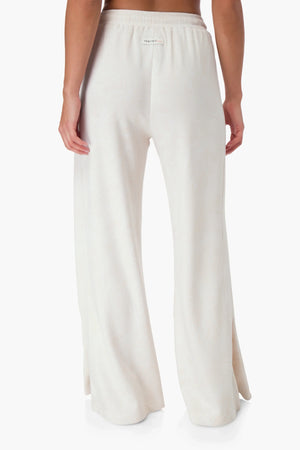 TRIBE OF 6 ANITA RECYCLED STRETCH HIGH WAISTED WIDE LEG TRACK PANT WITH EMBROIDERY