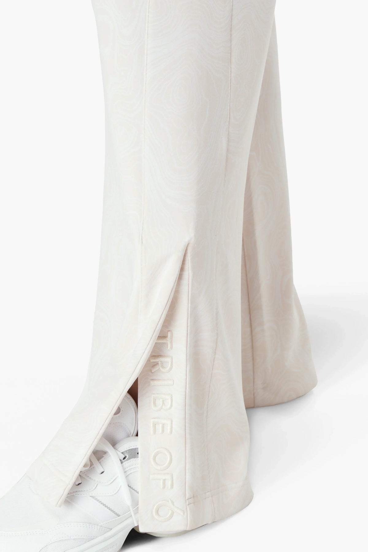 TRIBE OF 6 ANITA RECYCLED STRETCH HIGH WAISTED WIDE LEG TRACK PANT WITH EMBROIDERY