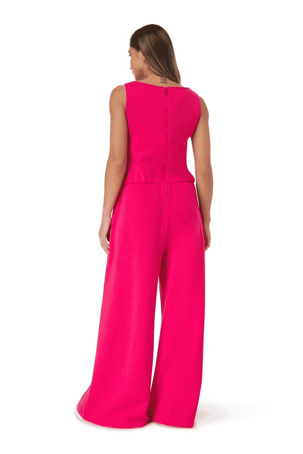 TRIBE OF 6 AUDREY ORGANIC COTTON  WIDE LEG JUMPSUIT WITH EMBROIDERED NECK