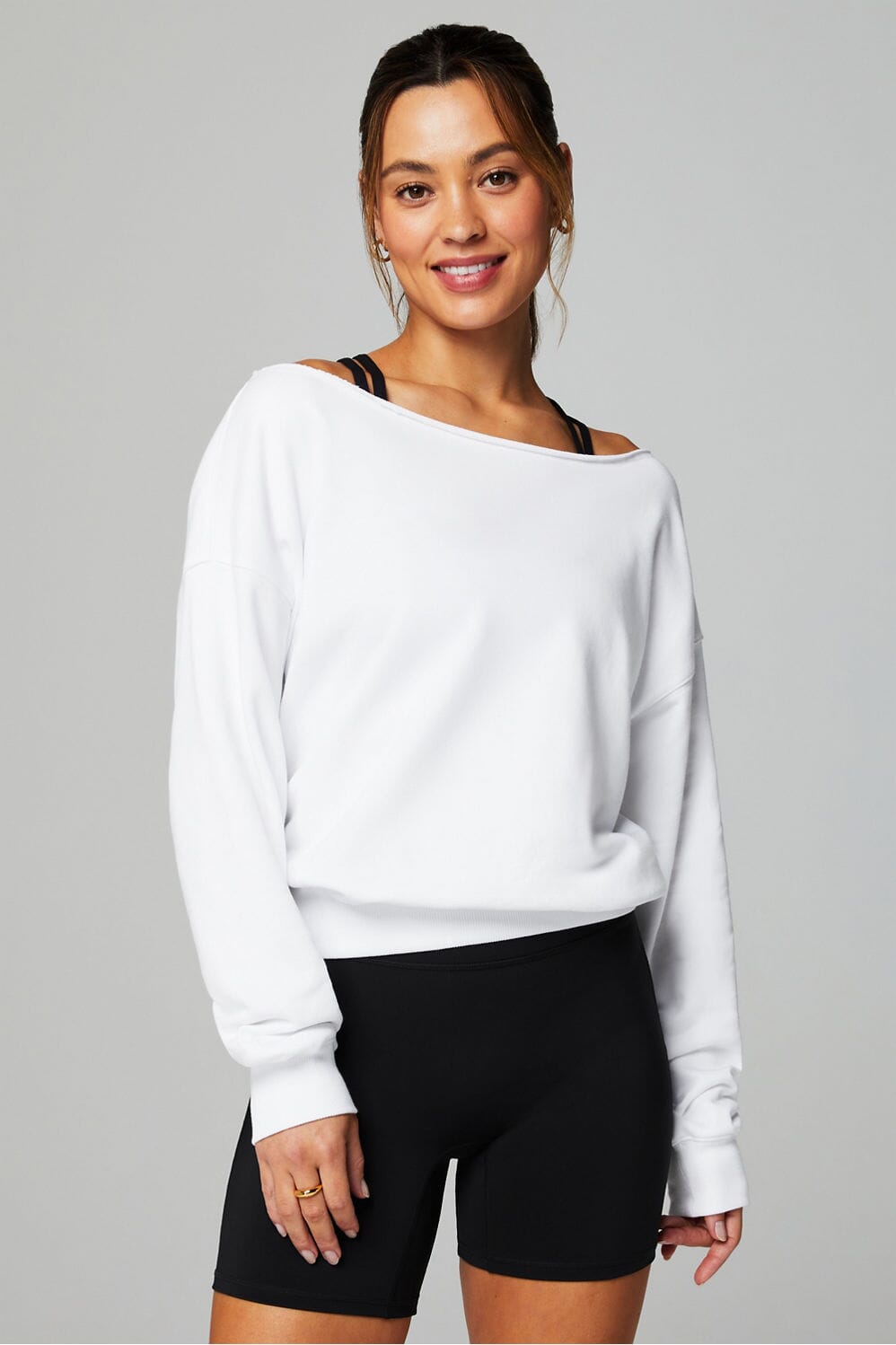 FABLETICS YEAR ROUND TERRY OFF SHOULDER SWEATSHIRT