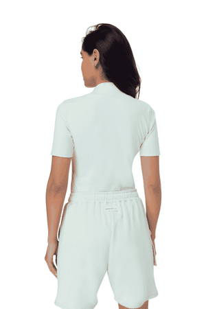 TRIBE OF 6 ADELE RECYCLED HIGH NECK SHORT SLEEVE BODYSUIT WIT TAPE DETAIL