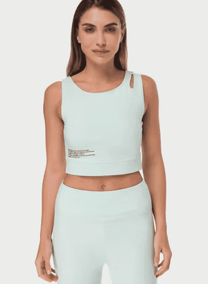 TRIBE OF 6 ALEENA RECYCLED CUT OUT CROP TOP WITH RUBBER PRINT