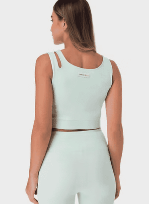 TRIBE OF 6 ALEENA RECYCLED CUT OUT CROP TOP WITH RUBBER PRINT