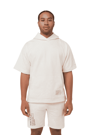 TRIBE OF 6 ARYAN ORGANIC COTTON OVERSIZED UNISEX SHORT SLEEVE HOODIE WITH EMBROIDERY