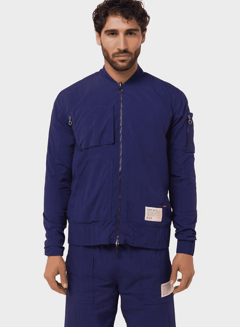 TRIBE OF 6 ACE RECYCLED CRINKLE NYLON BOMBER JACKET