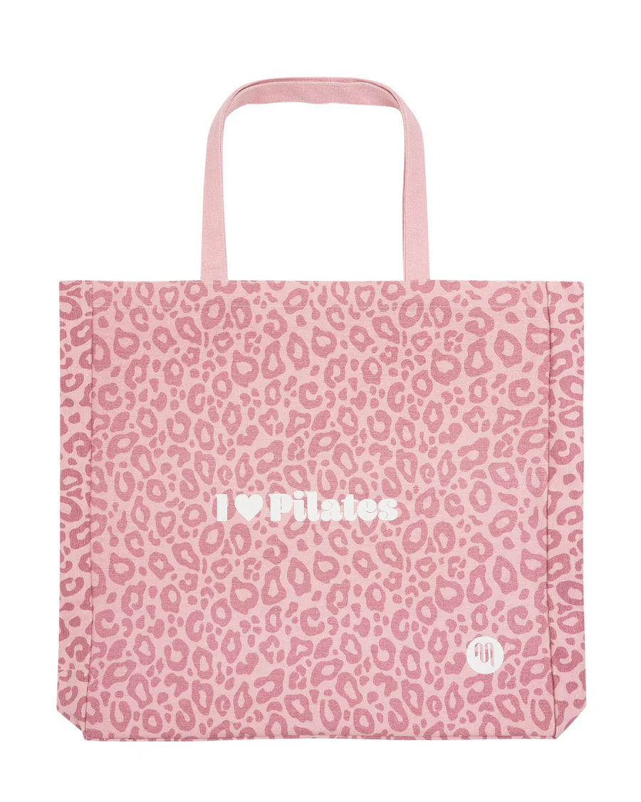 I Love Pilates Tote Bag - Dusty Pink Cheetah