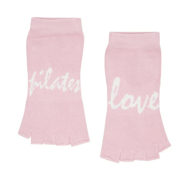 Toeless Non Slip Grip Socks - Love Pilates Dusty Pink