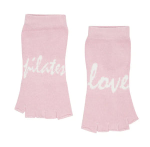 Toeless Non Slip Grip Socks - Love Pilates Dusty Pink