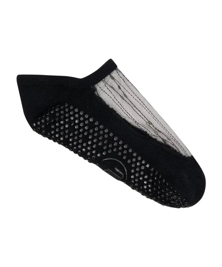 Luxe Mesh Low Rise Non Slip Grip Socks - Chain Mesh in Black/Metallic (Gold)