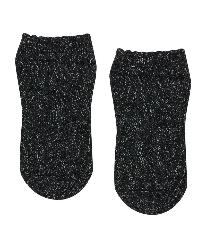 Luxe Mesh Low Rise Non Slip Grip Socks - Chevron Mesh in Black