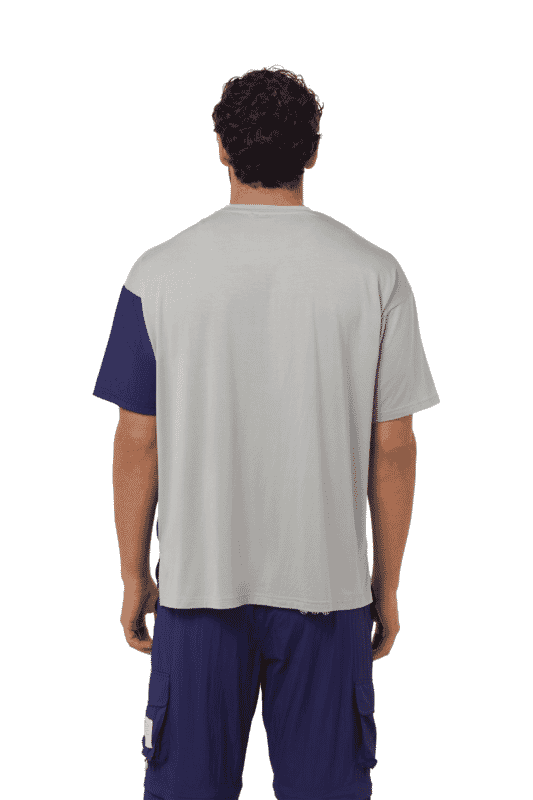 TRIBE OF 6 ABEL BAMBOO SHORT SLEEVE T-SHIRT WITH RECYCLED CRINKLE NYLON OVERLAY