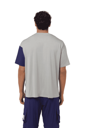 TRIBE OF 6 ABEL BAMBOO SHORT SLEEVE T-SHIRT WITH RECYCLED CRINKLE NYLON OVERLAY