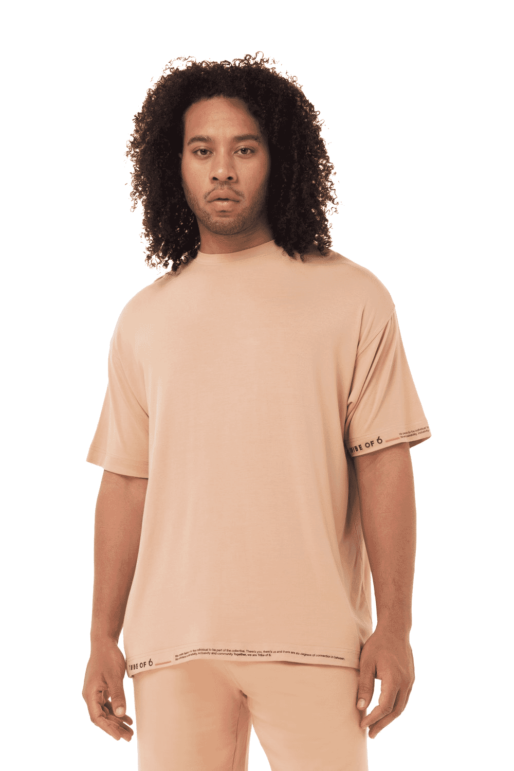 TRIBE OF 6 ALAN BAMBOO OVERSIZED SHORT SLEEVE T-SHIRT WITH RUBBER PRINTED HEM