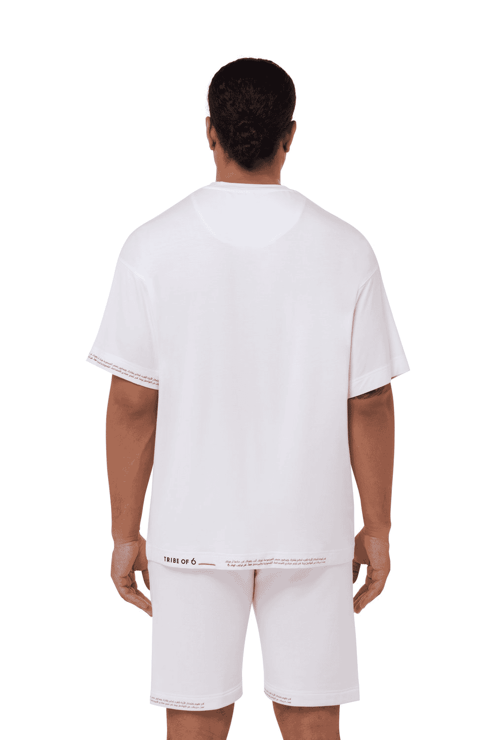 TRIBE OF 6 ANTHONY BAMBOO  OVERSIZED SHORT SLEEVE T-SHIRT WITH ARABIC RUBBER PRINTED HEM